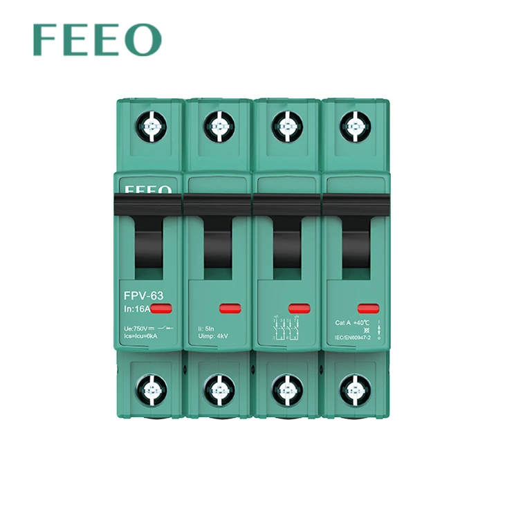 PV 10ka 250V 500v 750V 1000v 1P 2P 3P 4P Photovoltaic Solar Dc Mcb Miniature Circuit Breaker For Pv System